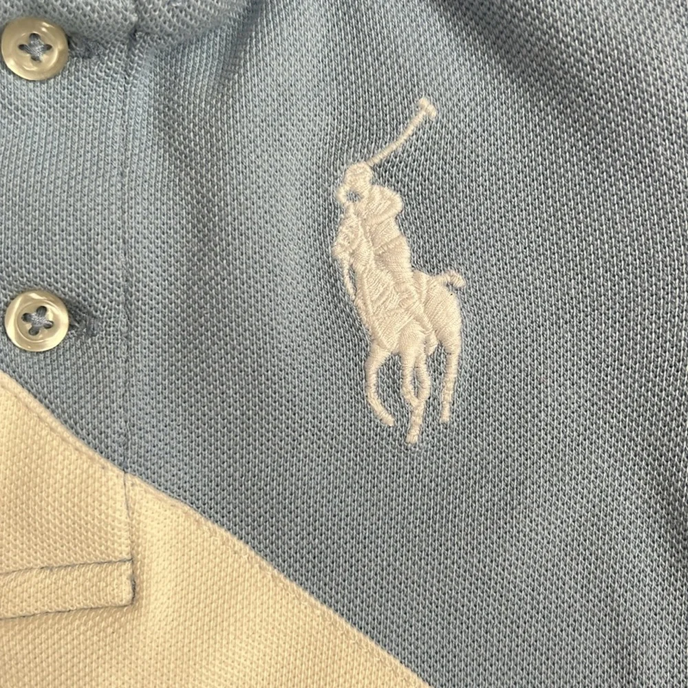 🏇BIG PONY Set | Ralph Lauren Blue & Green Color Block Polo Shirt + White Shorts